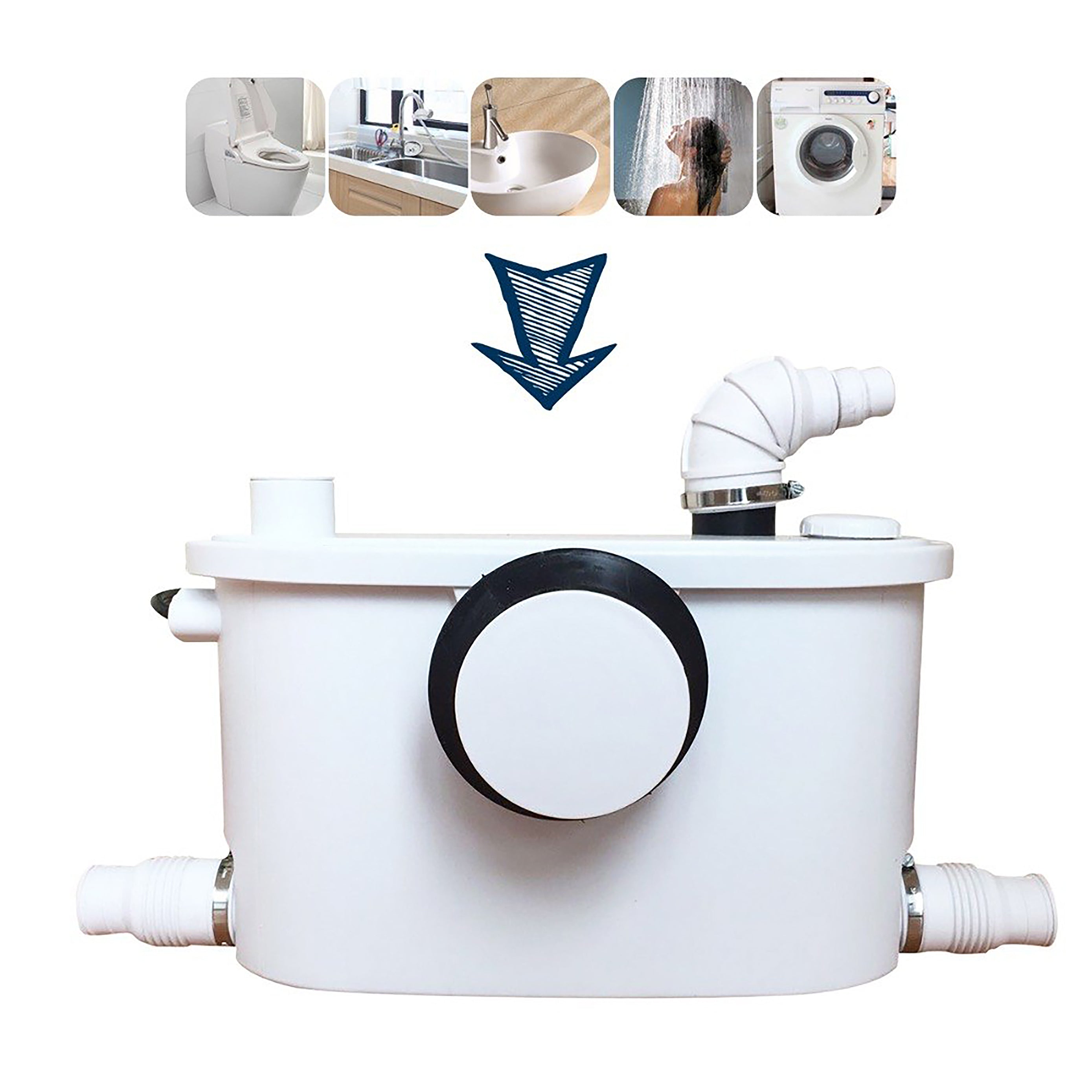 Macerator Pump Sanitary  P441 ® Saniflo Alternative 4 in 1 Sanitary Pump IP54 Rating for Toilet, Sink, Shower 400 Watt