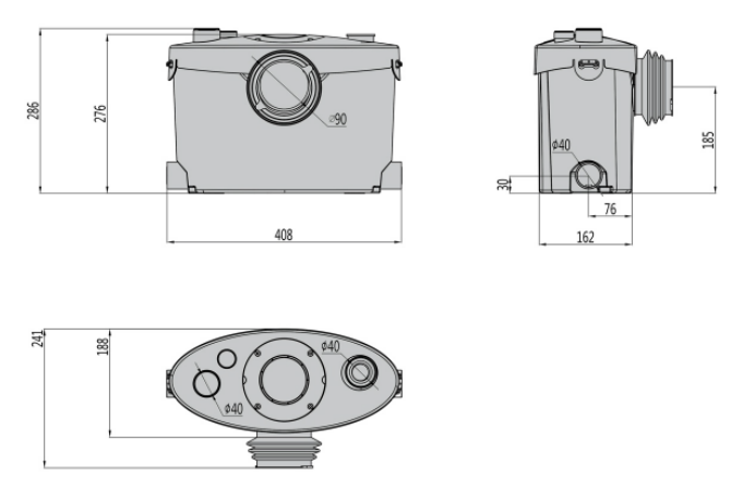 Macerator Pump 400W Homac H400e for Toilet Shower Sink Waste IPX4 Rating 3 or 4 in 1 With 1 Year Warranty