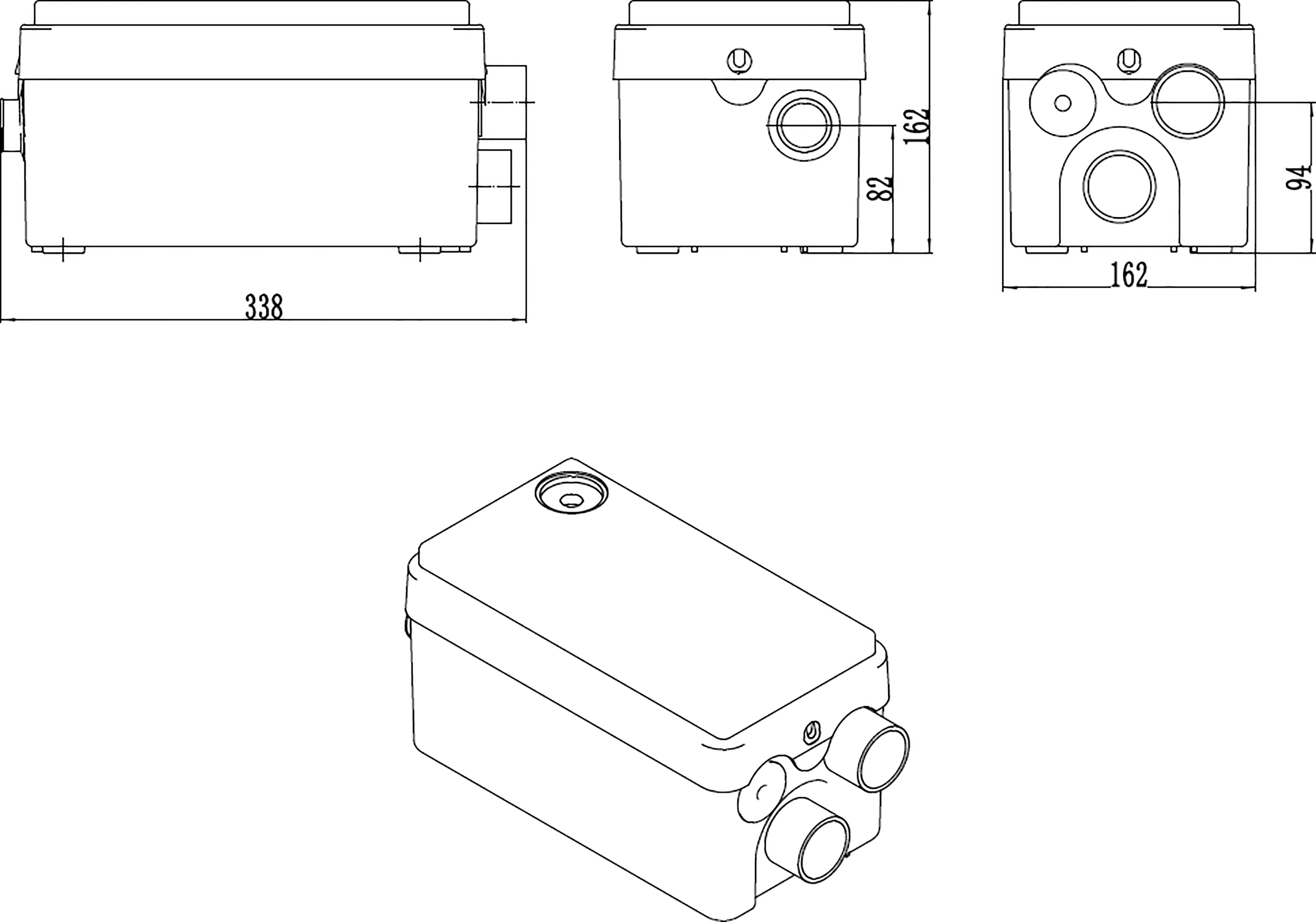 Macerator Pump Sanitary P250 ® Waste Water Pump IP54 Rating for Shower, Sink, Bath Tub etc 250 Watt 2 in 1